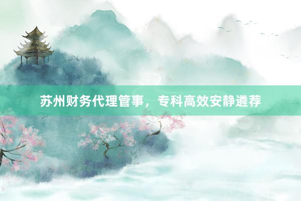 苏州财务代理管事,专科高效安静遴荐